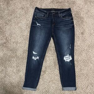 Silver Jeans Blue Ankle Cropped Distressed